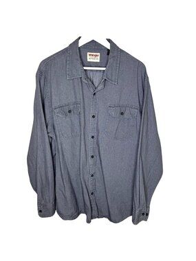 Wrangler Gray Twill Long Sleeve Work Shirt, Super Soft, Size XL